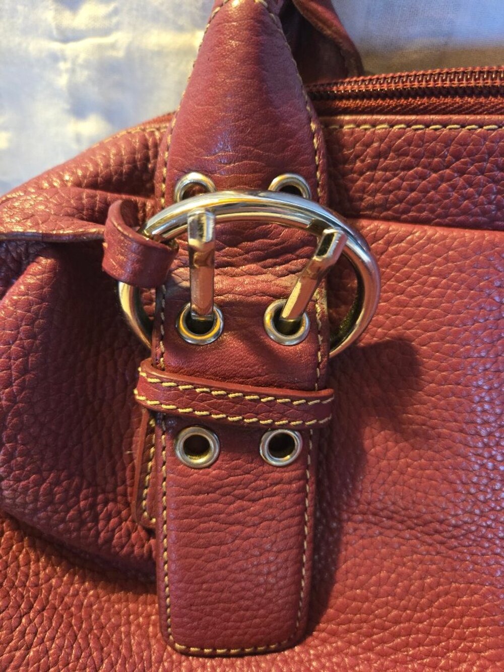 BANDOLINO eggplant coloured leather bag - Picture 2 of 12